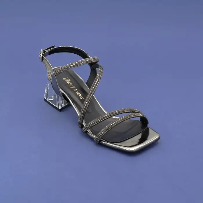 702 ULS Bantlı Bayan Ayakkabı 6 cm Platin