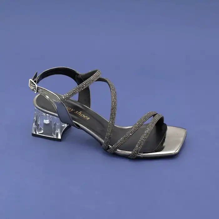 702 ULS Bantlı Bayan Ayakkabı 6 cm Platin