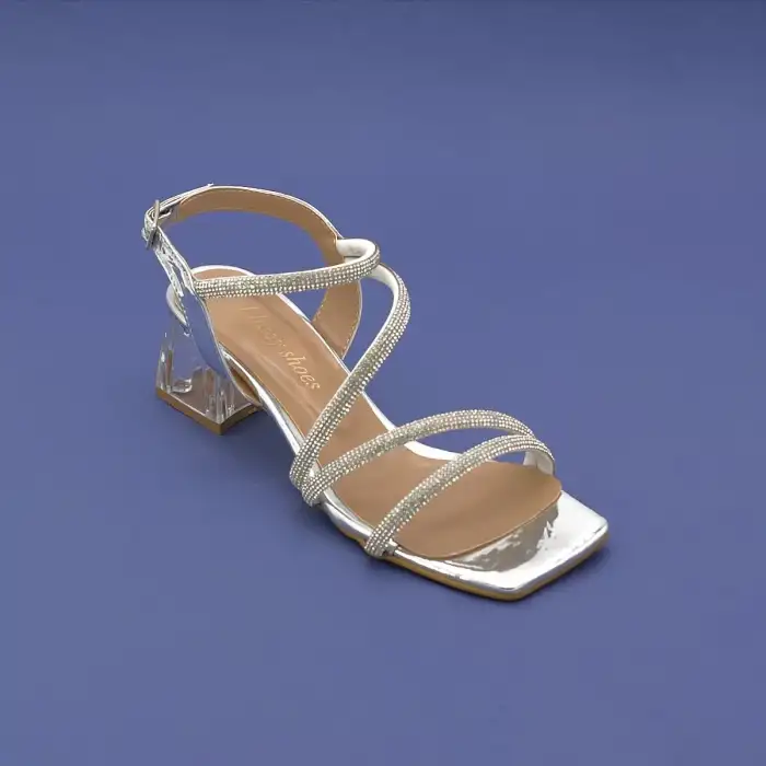 702 ULS Bantlı Bayan Ayakkabı 6 cm Gümüş