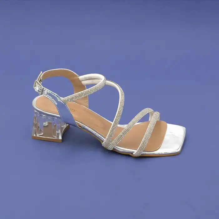 702 ULS Bantlı Bayan Ayakkabı 6 cm Gümüş