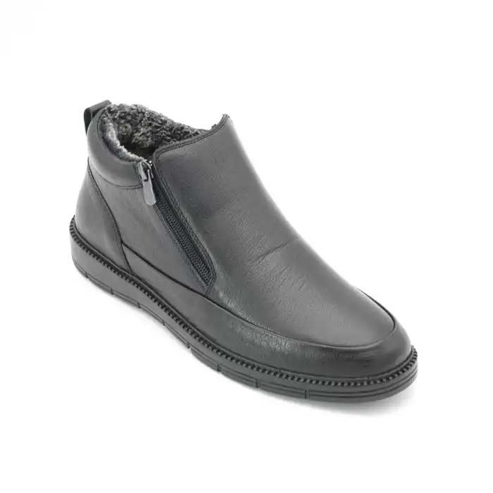 5510 Pepita Çift Fermuarlı Kürklü Erkek Bot Siyah