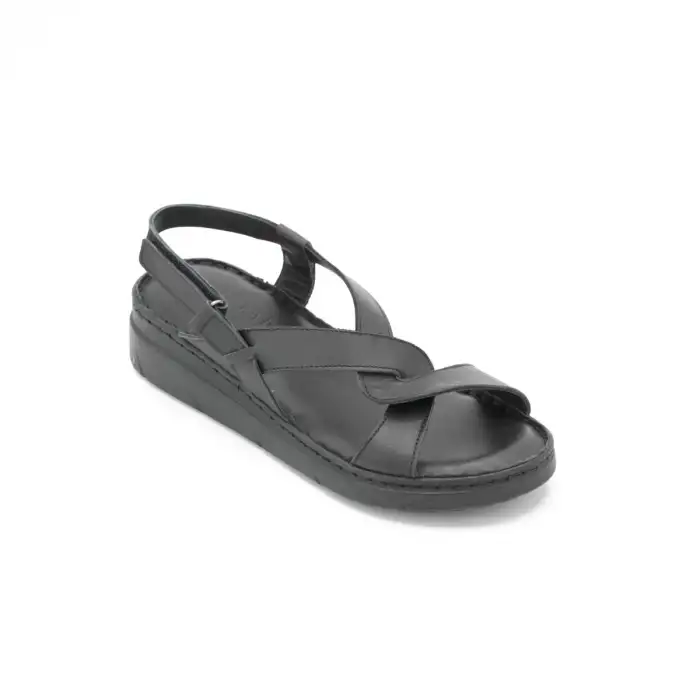 807 ASY Hakiki Deri Bayan Sandalet Siyah