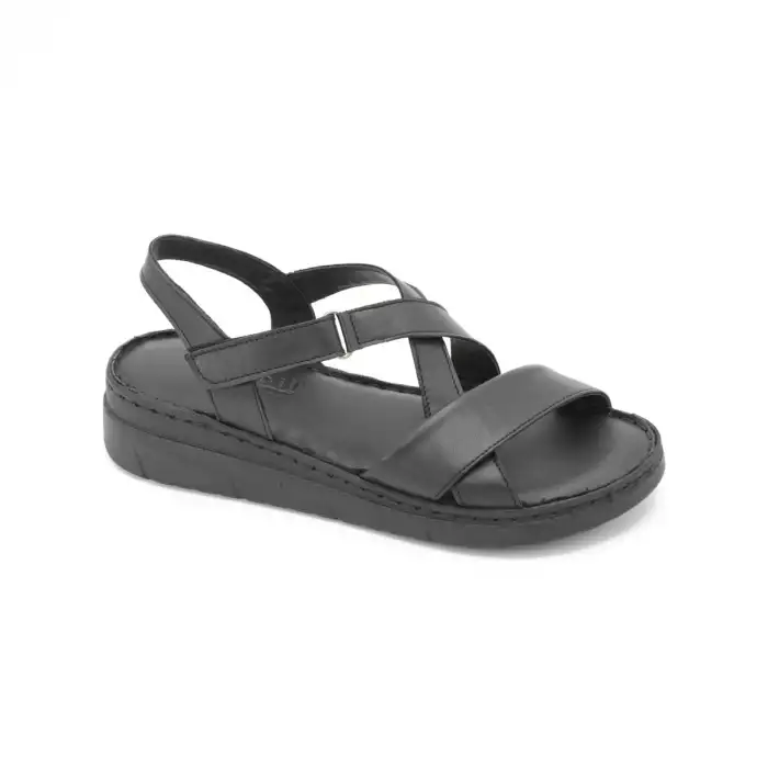 783 ASY Hakiki Deri Bayan Sandalet Siyah