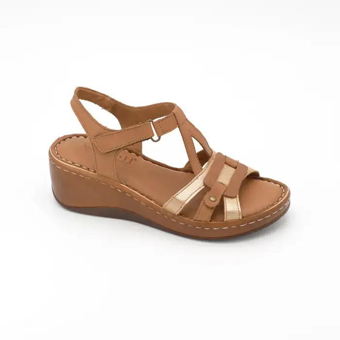 798 ASY Hakiki Deri Bayan Sandalet Taba