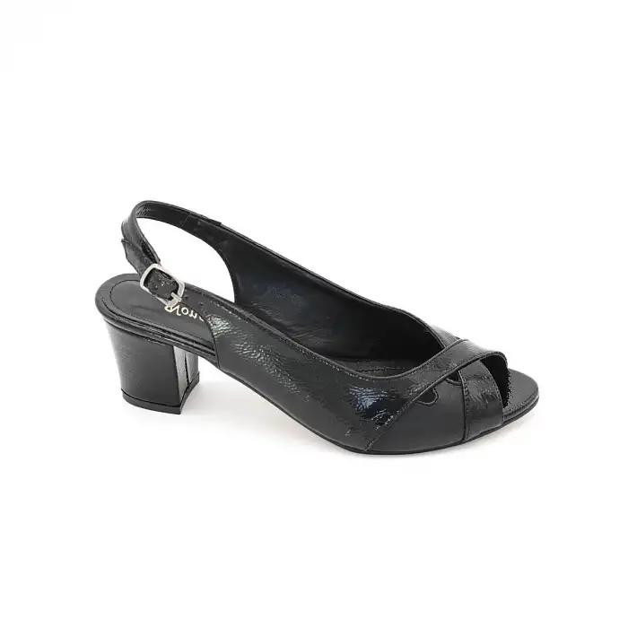 810 SRF Klasik Bayan Ayakkabı Siyah Rugan 6 cm