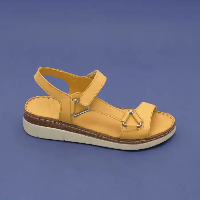 607 ASY Hakiki Deri Bayan Sandalet Hardal