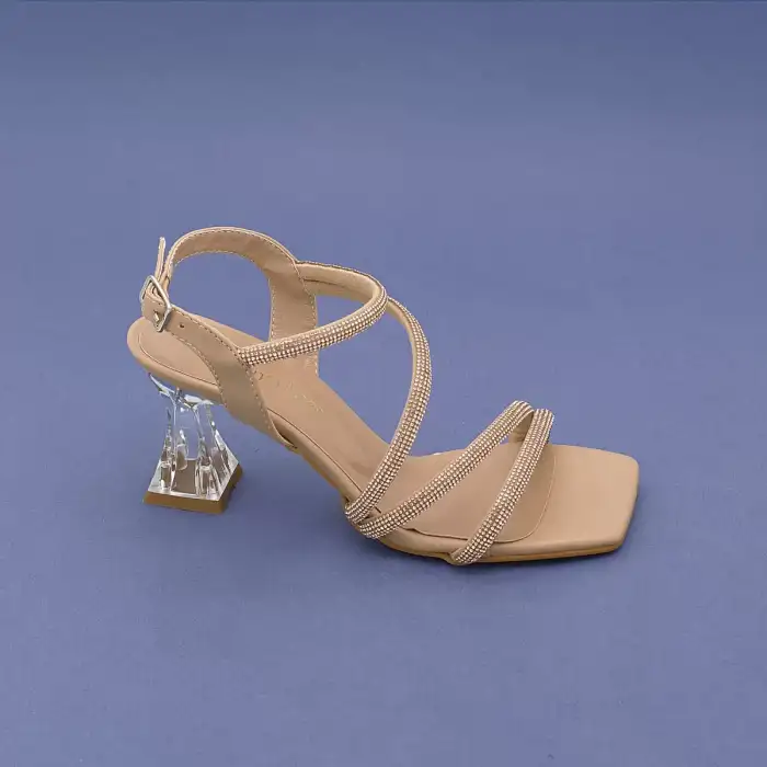 701 ULS Bantlı Bayan Ayakkabı 8 cm Ten