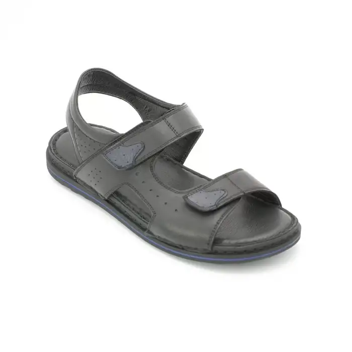 2023 Erkek Sandalet Cırtlı Siyah