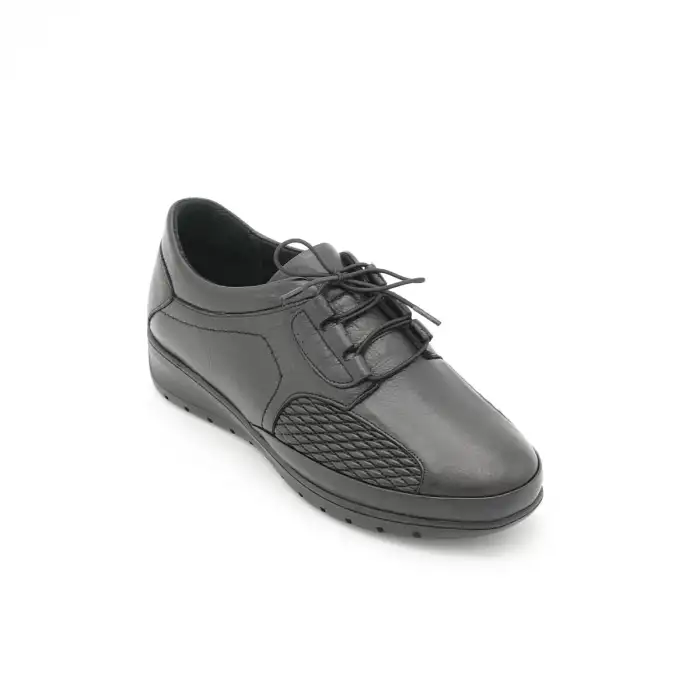 8535 Pepita Hakiki Deri Bayan Ayakkabı Siyah