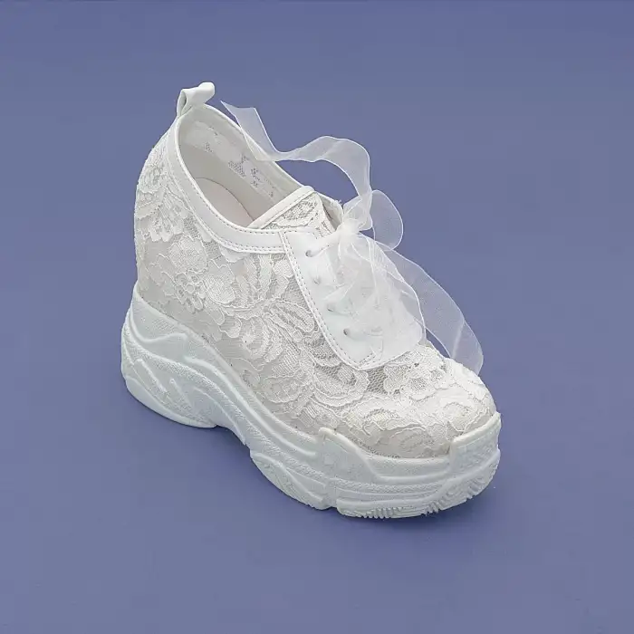 Gelin Ayakkabı 11 cm Fransız Güpür Gizli Ökçe