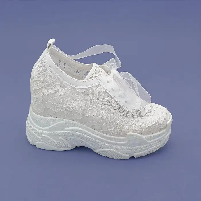 Gelin Ayakkabı 11 cm Fransız Güpür Gizli Ökçe