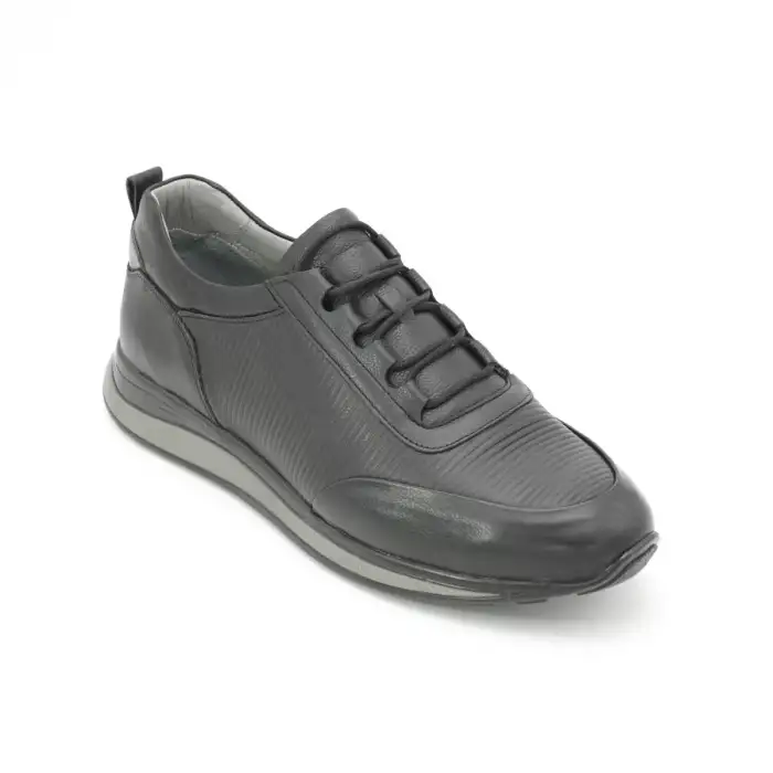 4455 LFG Büyük Numara Hakiki Deri Erkek Ayakkabı Siyah