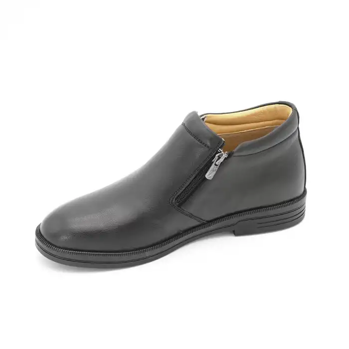 2041-1 SHM Hakiki Deri Comfort Erkek Bot Fermuarlı Siyah