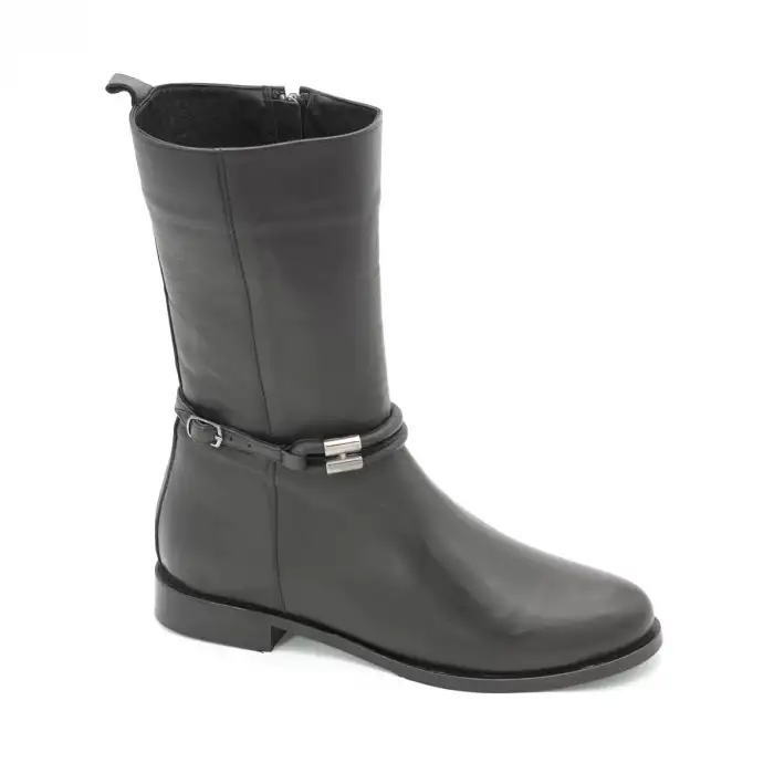 2135 Metin Hakiki Deri Bayan Bot Siyah