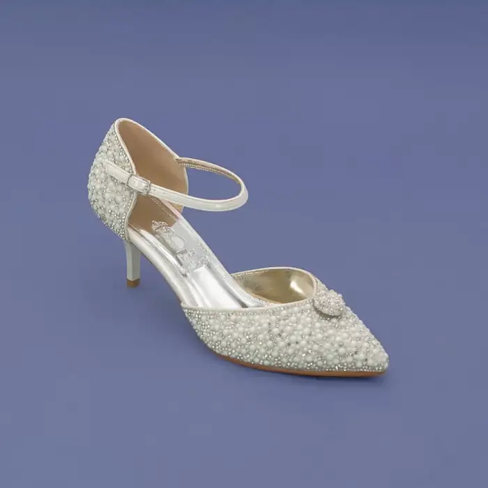 5497 OZR Abiye Bayan Ayakkabı Sedef 7 cm