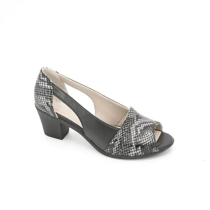 VDT 261 Hakiki Deri Bayan Ayakkabı Siyah Yılan