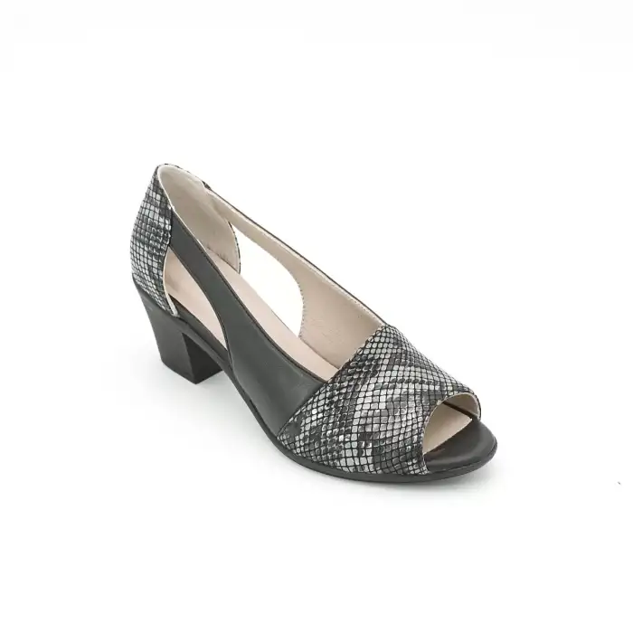 VDT 261 Hakiki Deri Bayan Ayakkabı Siyah Yılan