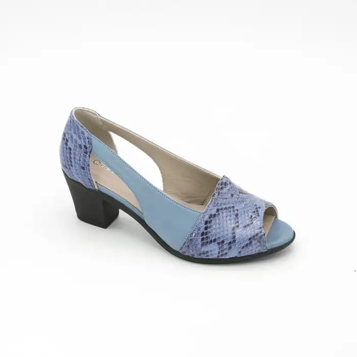 VDT 261 Hakiki Deri Bayan Ayakkabı Mavi Yılan