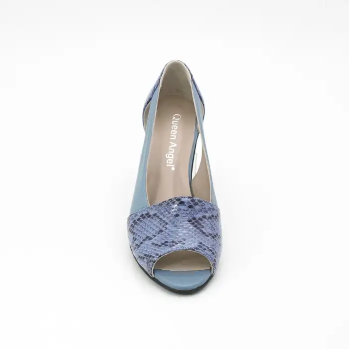 VDT 261 Hakiki Deri Bayan Ayakkabı Mavi Yılan