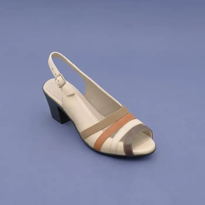 VDT 268 Hakiki Deri Bayan Ayakkabı Bej Multi Renk