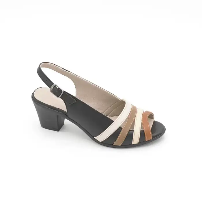 VDT 268 Hakiki Deri Bayan Ayakkabı Siyah Multi Renk