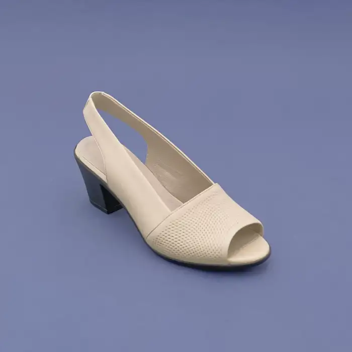 VDT 262 Hakiki Deri Bayan Ayakkabı Bej Baskı