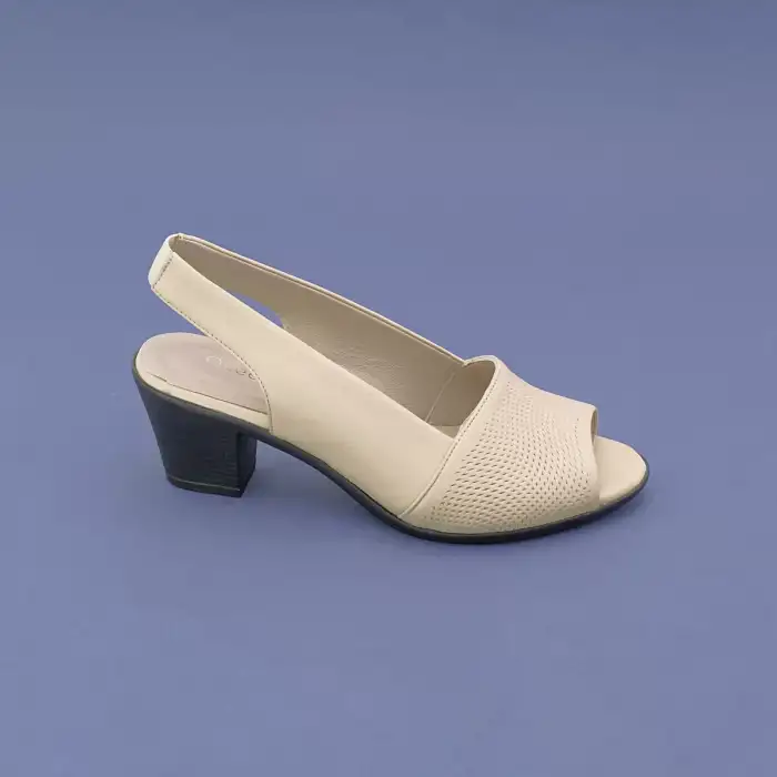 VDT 262 Hakiki Deri Bayan Ayakkabı Bej Baskı