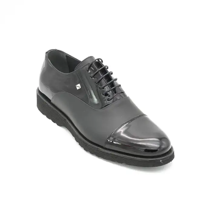 2797 Fosco Hakiki Deri Erkek Ayakkabı Siyah Garni Eva