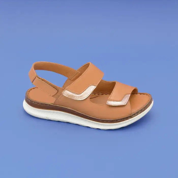 1715 IZZ Hakiki Deri Bayan Sandalet Taba