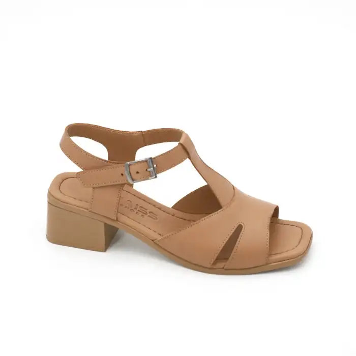 1009 YVZ Hakiki Deri Bayan Sandalet Taba