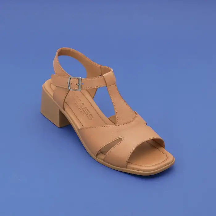 1009 YVZ Hakiki Deri Bayan Sandalet Taba