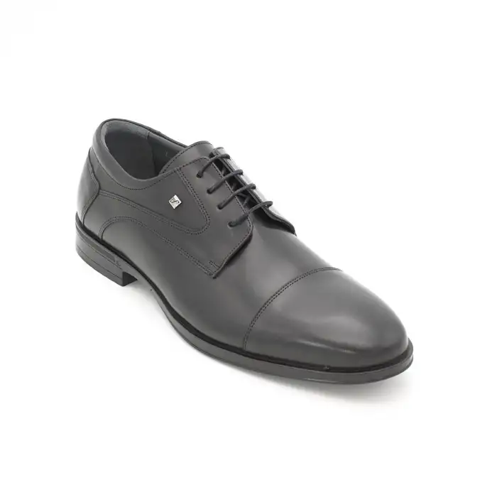 1594 Fosco Hakiki Deri Büyük Boy Erkek Ayakkabı Siyah Kauçuk