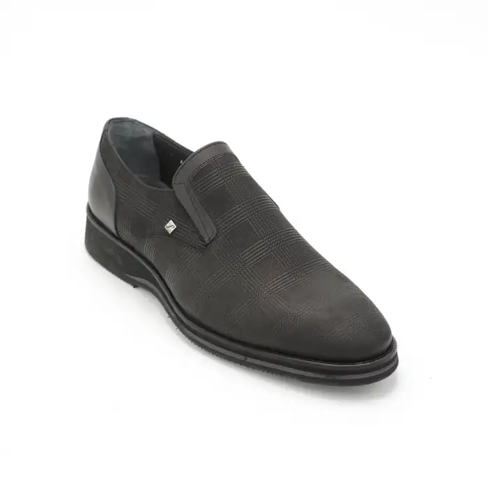 3130 Fosco Hakiki Deri Erkek Ayakkabı Siyah Nubuk Eva