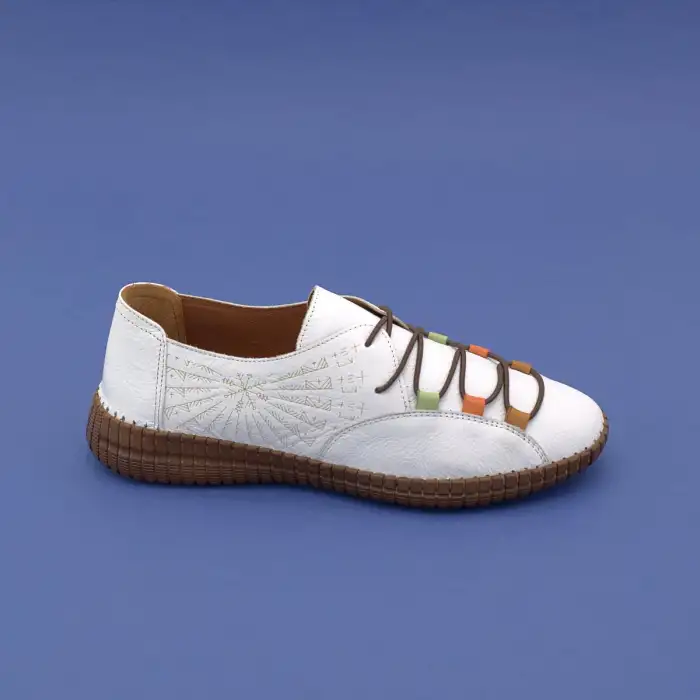 AHD 6000 Hakiki Deri  Yazlık Bayan Ayakkabı Beyaz