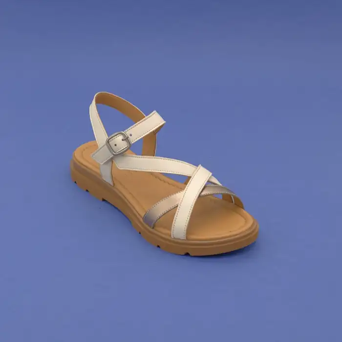 ASY 1227 Hakiki Deri Bayan Sandalet Bej