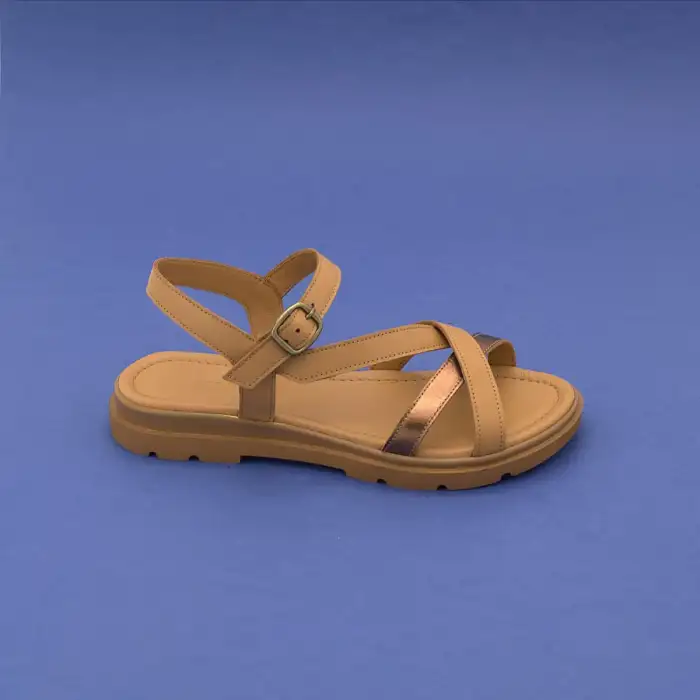 ASY 1227 Hakiki Deri Bayan Sandalet Taba