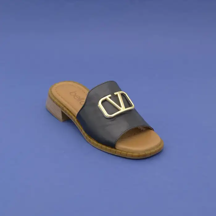 BLL 016 Hakiki Deri  Bayan Terlik Siyah