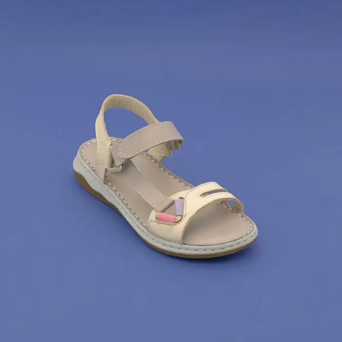 CLS 3210 Hakiki Deri Bayan Sandalet Bej