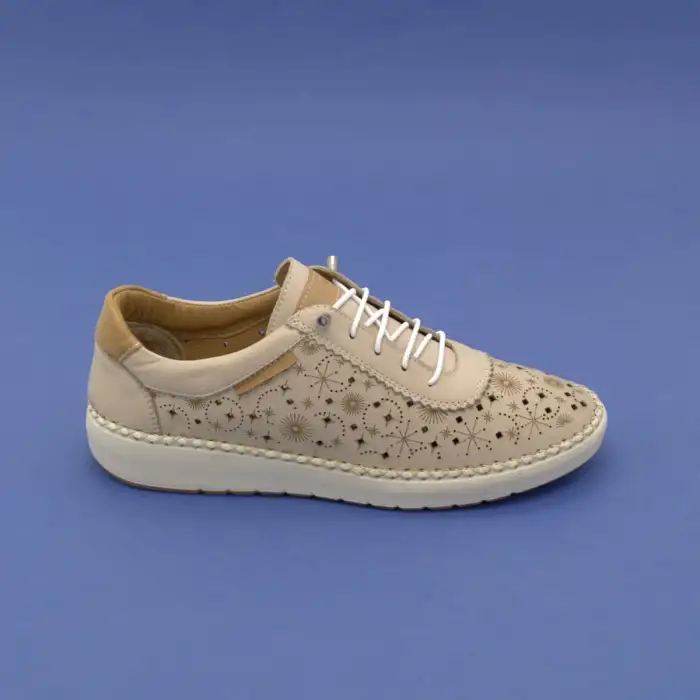 CLS 5205 Hakiki Deri  Yazlık Bayan Ayakkabı Bej