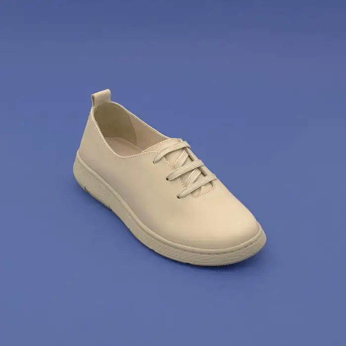 CLS 602 Hakiki Deri  Yazlık Bayan Ayakkabı Bej