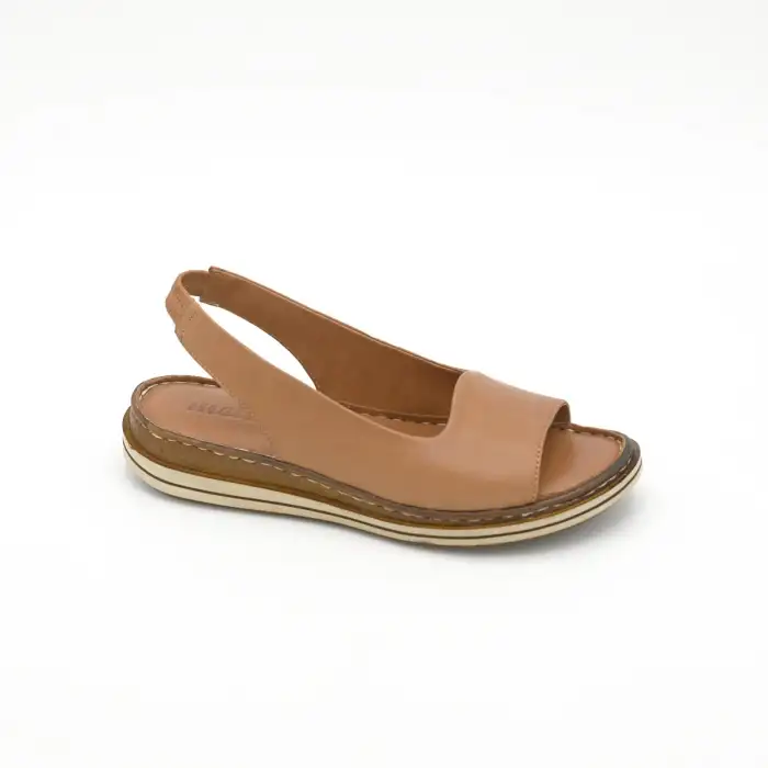 EKN 016 Hakiki Deri Bayan Sandalet Taba