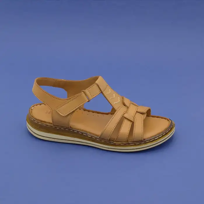 EKN 017 Hakiki Deri Bayan Sandalet Taba