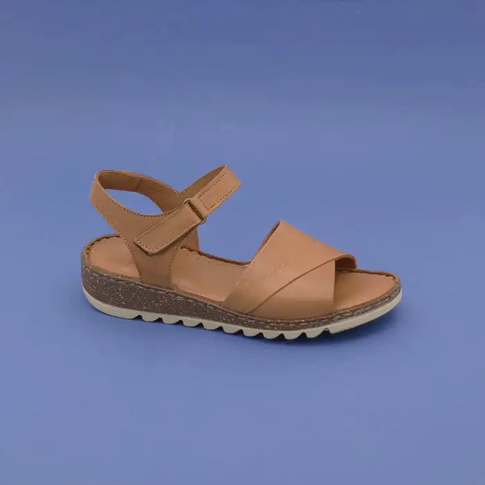 EKN 021 Hakiki Deri Bayan Sandalet Taba