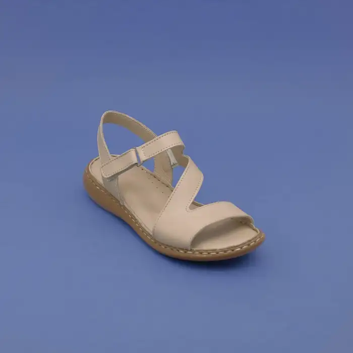 EKN 216 Hakiki Deri Bayan Sandalet Bej