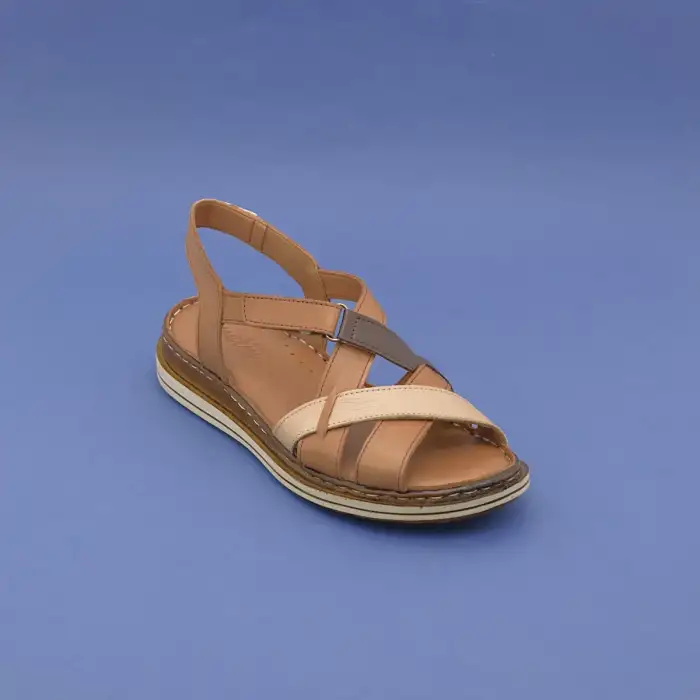 EKN 295 Hakiki Deri Bayan Sandalet Taba