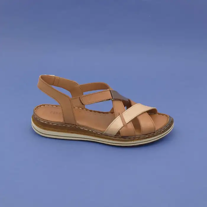 EKN 295 Hakiki Deri Bayan Sandalet Taba