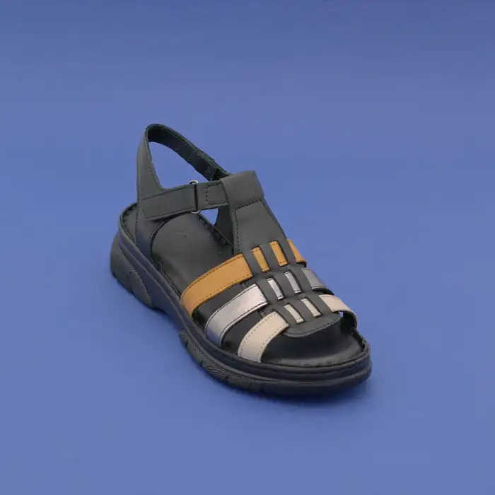 EKN 336 Hakiki Deri Bayan Sandalet Siyah