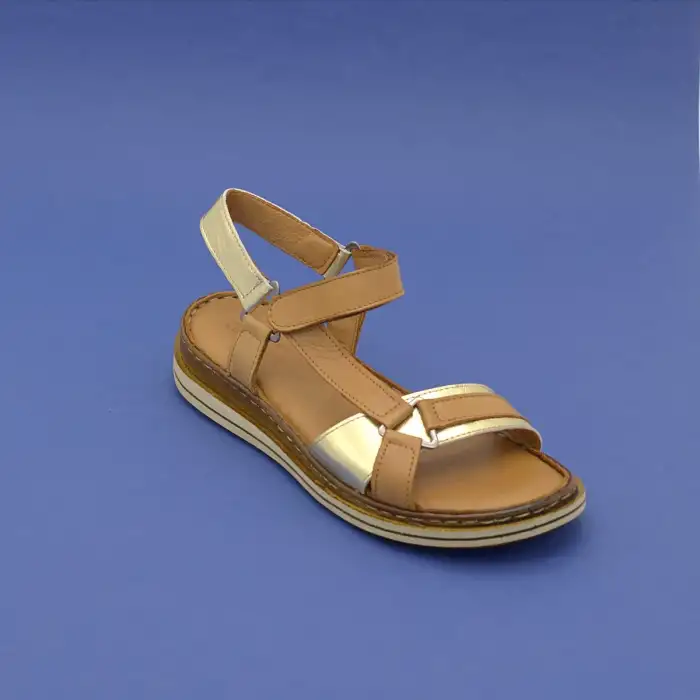 EKN 413 Hakiki Deri Bayan Sandalet Taba