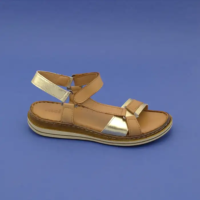 EKN 413 Hakiki Deri Bayan Sandalet Taba