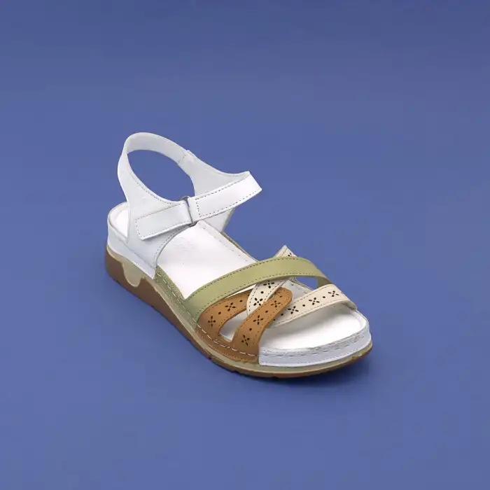 EKN M12 Hakiki Deri Bayan Sandalet Beyaz